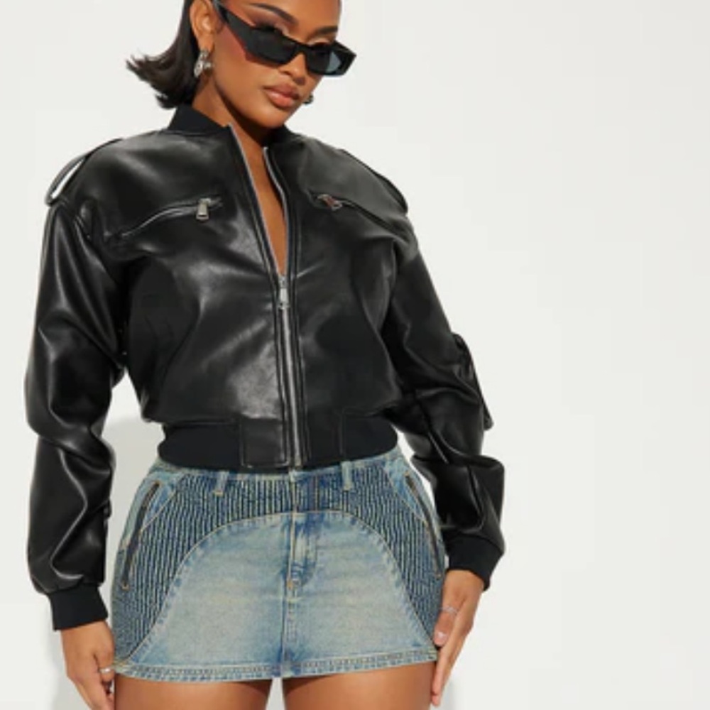 Fashionnova Gotta have it Faux Leather Bomber Jacket